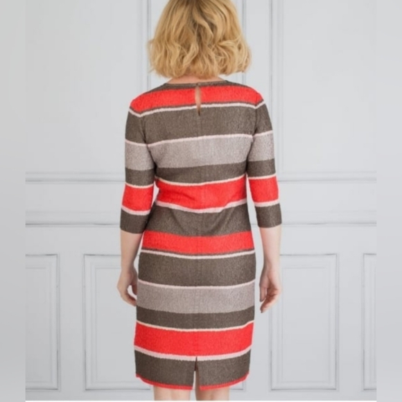 Riani grey and coral striped dress size 14 - Picture 2 of 7